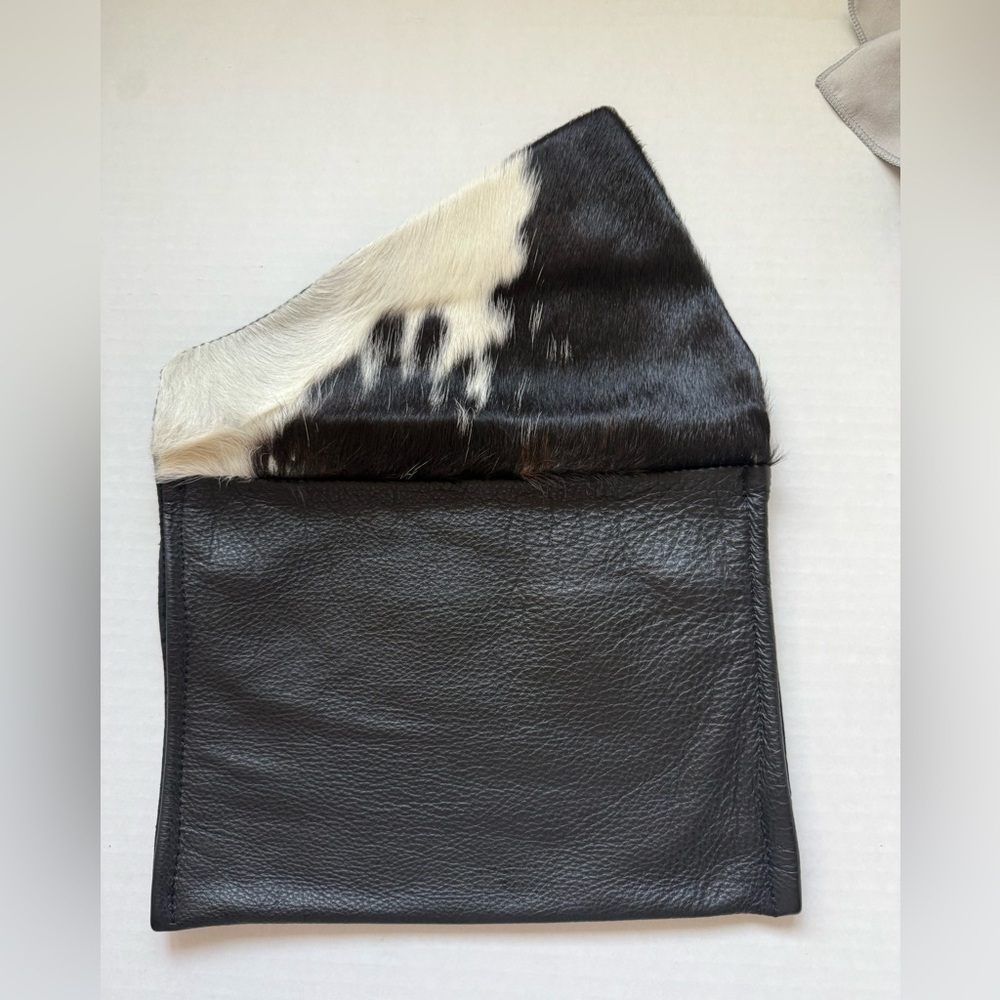 Beaudin Cowhide Black and White Leather Clutch - Picture 4 of 10